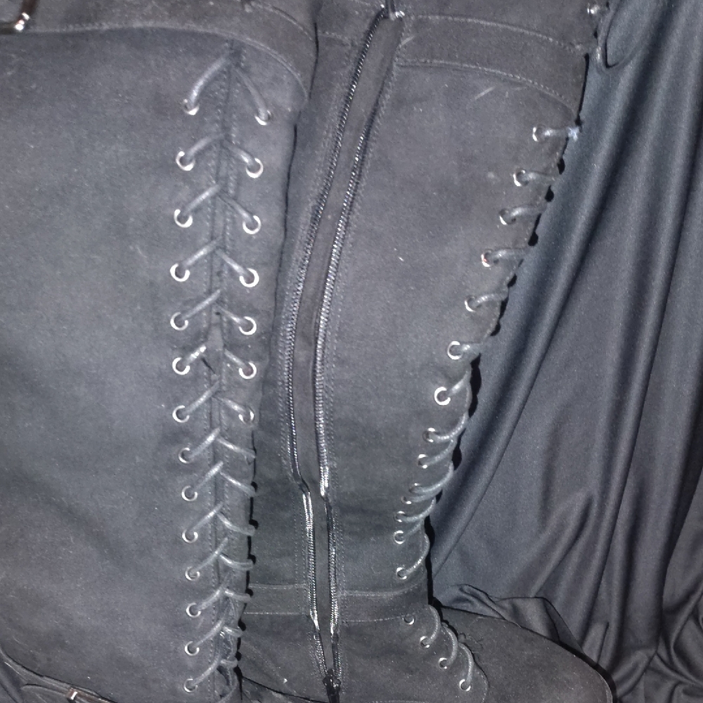 Women's Black Lace-Up Jeans